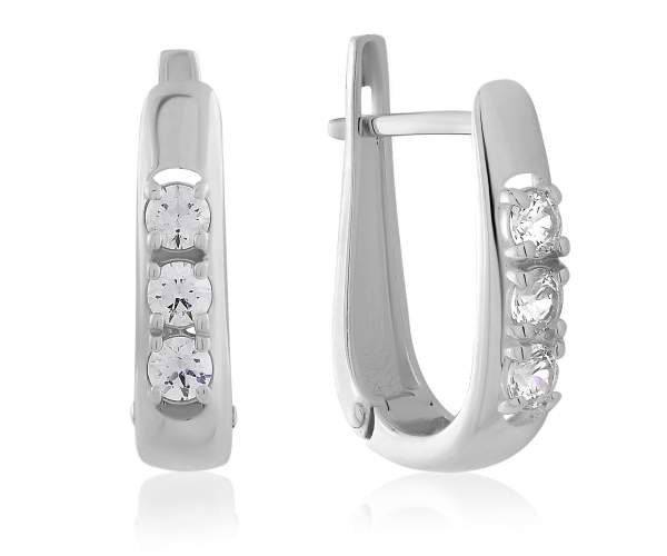 

Серьги из белого золота с камнями SWAROVSKI Zirconia "Трио", С4250/1SW