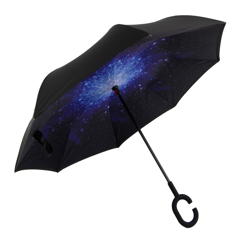 

Зонт обратного сложения наоборот Up-Brella умный антизонт (смарт зонт) Звездное небо