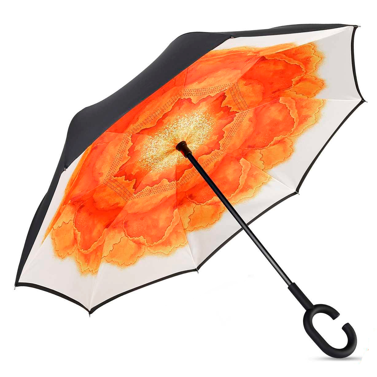 

Зонт обратного сложения наоборот Up-Brella умный антизонт (смарт зонт) Оранжевый мак