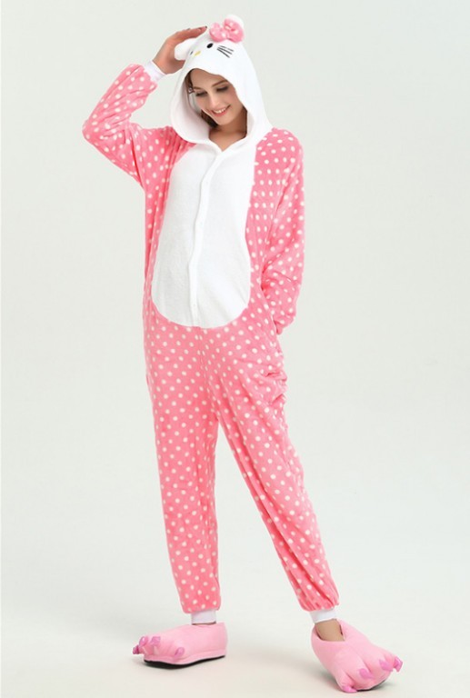 

Пижама кигуруми Hello Kitty в горошек (175-186) XL розовая