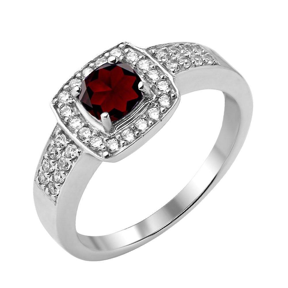 

Серебряное кольцо с гаранатом и фианитами 000125069 16.5 размера