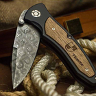 Нож складной Boker Tirpitz Damascus (длина: 229мм, лезвие: 99мм), черный-орех - изображение 3