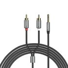 Аудіо кабель з AUX mini-Jack 3,5 мм на Double RCA HOCO UPA10 lotus (1.5m). Black