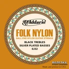 Струны для классических гитар D'Addario EJ32 Nylon Pro-Arte Folk Ball End (Hard Tension)