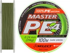 Шнур Select Master PE 100 м 0.24 мм 29 кг Темно-зелений (18700148)