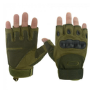 Безпалі тактичні перчатки з посиленим протектором Олива XL - зображення 2