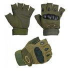 Безпалі тактичні перчатки з посиленим протектором Олива XL - зображення 5