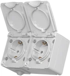Розетка VIDEX BINERA IP65 зовнішня 2-на із заземленням (VF-BNW22G-G)