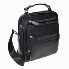 Мужская кожаная сумка на плечо Borsa Leather натуральная кожа черная 54462