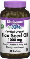 Жирні кислоти Bluebonnet Nutrition Органічне Льняна Олія 1000 мг 100 желатинових капсул (743715009226)