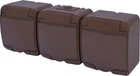 Розетка потрійна IP54 з з/к ETI RHE-3s-KR Коричнева з кришкою 4668054 (зовнішня)