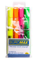 Набор из 4-х текст-маркеров Buromax на водной основе 1-4.6 мм Желтый Оранжевый Розовый Зеленый (BM.8906-94)
