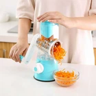 Овочерізка ручна мультислайсер Tabletop Drum Grater Kitchen Master Терка для овочів і фруктів 3 насадки блакитна