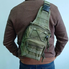 Рюкзак сумка (месенджер) тактична військова Oxford 600D 6 л Україна Хакі (T-Bag 3) - зображення 7