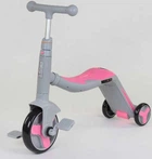 Самокат - беговел - велосипед 3 в 1 Best Scooter подсветка музыка PU колеса серый с розовым JT 90601