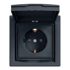 Розетка Schneider Electric Asfora з з/к, зах. шторками і кришкою , IP44, антрацит (EPH3100371)