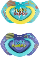 Пустышка силиконовая симметричная Canpol babies Neon love 18+ месяцев 2 шт Голубая (22/654_blu)