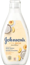 Релаксний гель для душу Johnson's Vita-Rich Смузі з йогуртом, кокосом і екстрактом персика 750 мл (3574661387239)