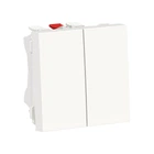Переключатель двухклавишный Schneider Electric Unica New 2 модуля белый NU321318