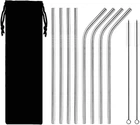 Металлические эко трубочки для напитков STRAWS BAR многоразовые соломинки для коктейлей из металла в наборе 8 штук и 2 щетки для чистки SILVER (SRSTRSILVR01)