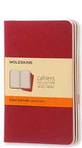Набір зошитів Moleskine Cahier кишеньковий 9 х 14 см в лінію бордо