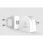 ЗУ сетевое евровилка Moon RMT-7188 3.1A 2*USB 220V White Remax 341301
