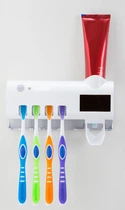 Диспенсер для зубной пасты и стерилизатор для 4-ех щеток Toothbrush Sterilizer 7710/WJ3 автоматический на аккумуляторе LED подсветка Белый