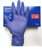 Рукавички Mercator Medical Nitrylex basic розмір "L" нітрилові неопудрені текстуровані (100шт-50пар) Сині - зображення 1