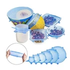 Силиконовые универсальные крышки для посуды Silicone Sealing Lids набор 6 штук синие