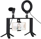 Комплект блогера Puluz PKT3028 4в1 (кольцевой свет, крепление, держатель для телефона, микрофон)