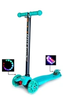 Самокат дитячий триколісний MAXI Scooter Бірюзовий Світяться колеса Знімний кермо