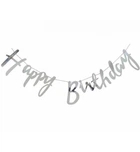 Гирлянда бумажная "Happy Birthday", цвет серебро, 1,5 м