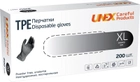 Перчатки одноразовые нестерильные, неопудренные TPE Unex Medical Products размер XL 200 шт. — 100 пар Чорные (77-52-1) - изображение 1