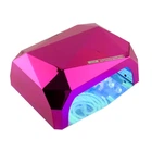 Гибридная светодиодная LED лампа для ногтей и маникюра CRYSTAL 36 Вт сушилка для наращивания с сенсором и таймером Малиновая