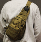 Однолямковий міський тактичний рюкзак Tactical барсетка сумка слінг із системою molle на 7 л Coyote (095-coyote) - зображення 4