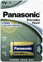 Батарейка Panasonic EVERYDAY POWER щелочная 6LR61(6LF22, MN1604, MX1604) блистер, 1 шт. (6LR61REE/1B)