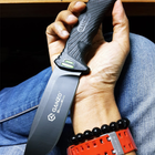 Нож Ganzo G8012 (длина: 240мм, лезвие: 115мм) + чехол (стропорез + точилка + огниво), черный - изображение 6