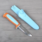 Нож фиксированный Mora Basic 546 LE 2018 (длина: 206мм, лезвие: 89мм), голубой/оранжевый - изображение 9