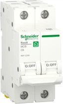 Автоматический выключатель Schneider Electric RESI9 6 А, 2P, кривая С, 6кА (R9F12206)
