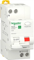 Диференційний автоматичний вимикач Schneider Electric RESI9 32 А, 30 мА, 1P+N, 6кA, крива С, тип АС (R9D25632)