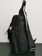 Тактическая мужская однолямочная нагрудная сумка через плечо черная - изображение 4