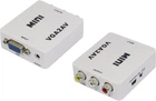 Конвертер Voltronic Mini, VGA to AV, ВИХІД 3RCA (мама) на ВХІД VGA (мама), 720P/1080P, BOX White (2000000093888)