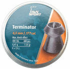 Пули пневматические H&N Terminator Кал. 4.5 мм Вес - 0.47г 400 шт/уп 14530234 - изображение 1