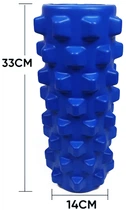 Массажный ролик EasyFit EVA Spikes 33 см синий (ролик-валик для МФР и йоги, массажер для спины, ног, рук, шеи)