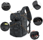 Рюкзак сумка тактична військова Eagle M04B Oxford 600D 20л через плече Black - изображение 6