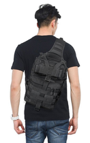 Рюкзак сумка тактична військова Oxford 600D 20л через плече Black - зображення 7
