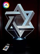 3D ночник "Звезда Давида" (УВЕЛИЧЕННОЕ ИЗОБРАЖЕНИЕ) подарочная упаковка + 16 цветов + пульт ДУ + сетевой адаптер&nbsp;+ батарейки (3ААА) &nbsp;3DTOYSLAMP