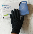 Перчатки нитриловые Medicom SoftTouch черные одноразовые смотровые размер L - зображення 1
