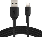 Кабель Belkin USB-A - Lightning, BRAIDED, 1m, black (CAA002BT1MBK)