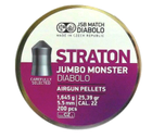 Пули пневматические (для воздушки) 5,5мм 1,645г (200шт) JSB Diabolo Straton Jumbo Monster. 14530536 - изображение 1